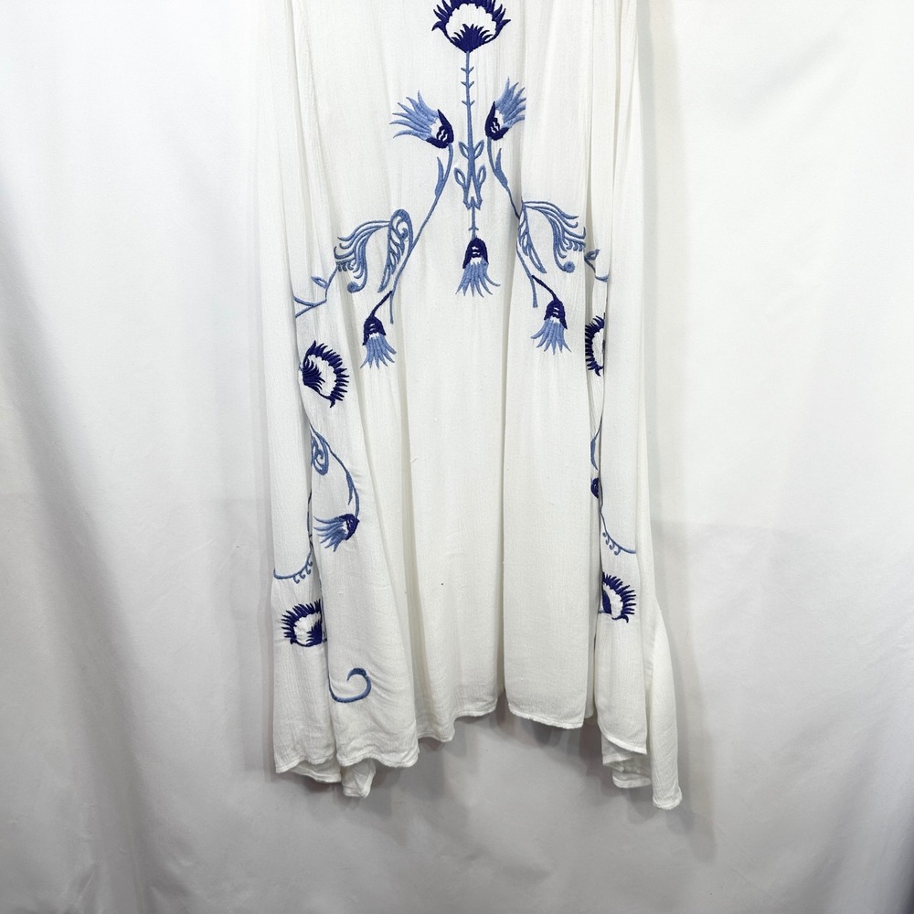 Free People Medium Slip Dress Adelaide Festival White Blue Floral Boho Mini 195 - Picture 4 of 16